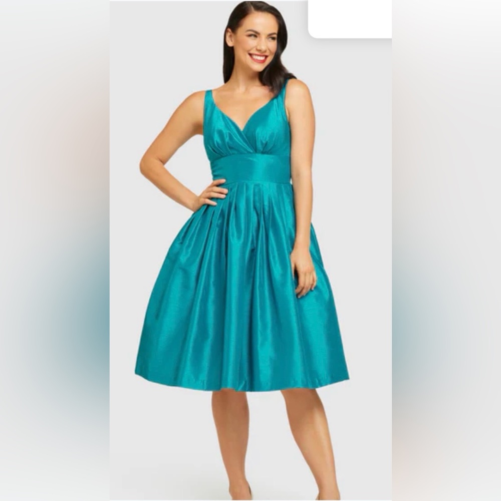 NWT Retrospec’d 1940’s/1950’s Retro Sweetheart Swing Black Pleated Dress Size 10 - Picture 9 of 9